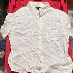 Banana Republic Men's White 100% Linen Button Down Shirt
